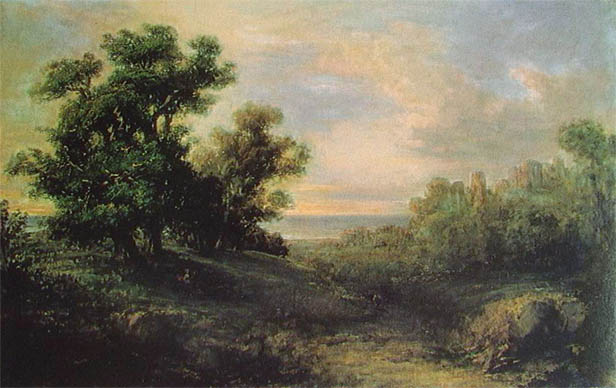 Paesaggio dai grandi alberi